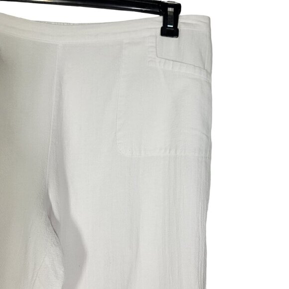 Soft Surroundings Women's White Textured Pull on High Rise Wide Leg Pants Size L - Picture 3 of 8